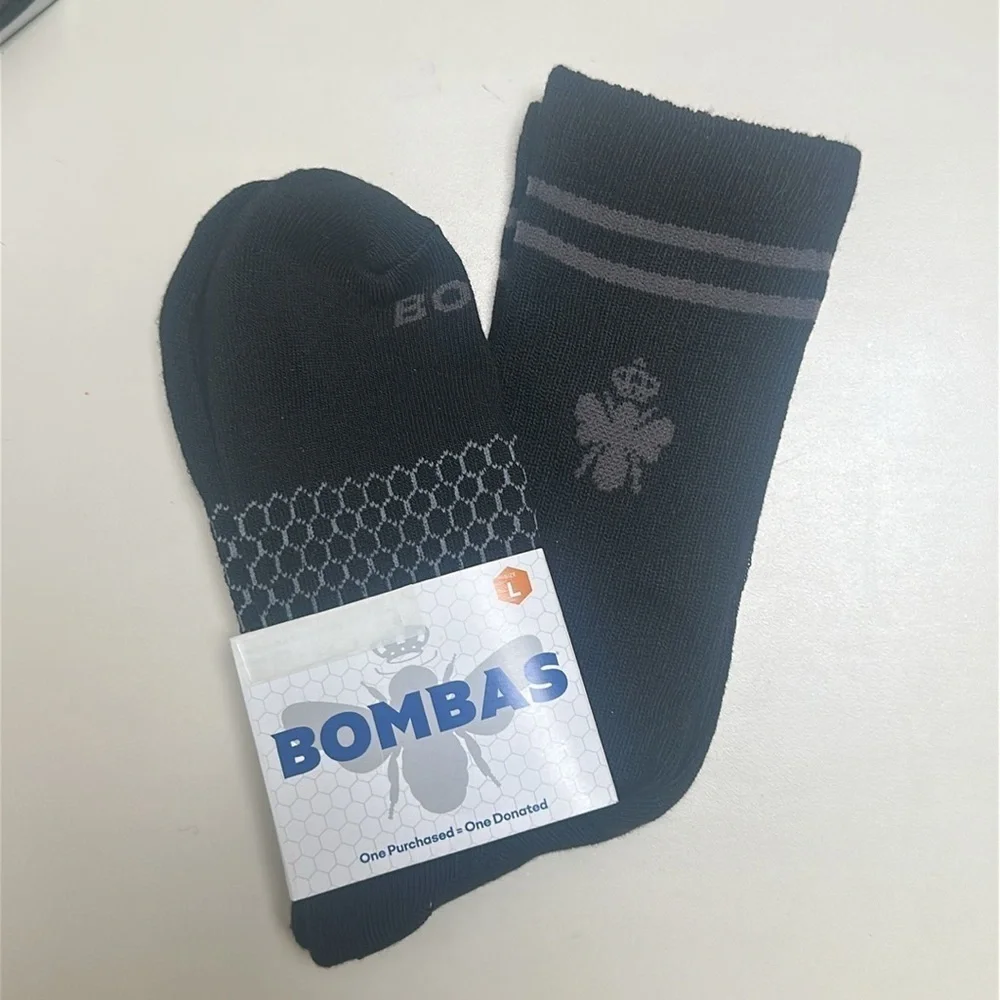 ❤️ 🆕 BOMBAS BLACK HIGH SOCKS SIZE LARGE